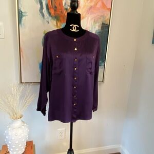 Vintage  Chanel Silk Purple Women's Top